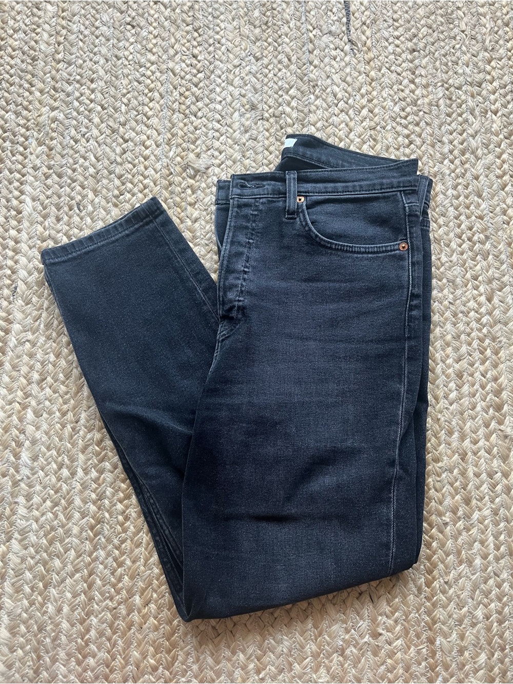 Re/Done Men's Dark Black Slim Jeans